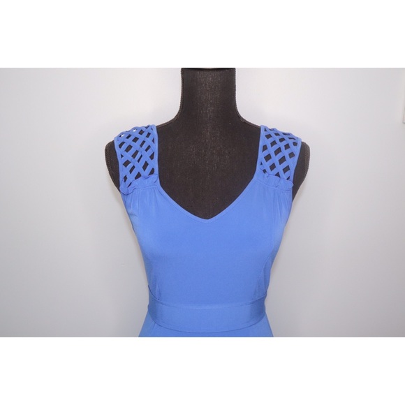 Sleeveless Blue Banana Republic Fit & Flare Dress - Picture 6 of 7